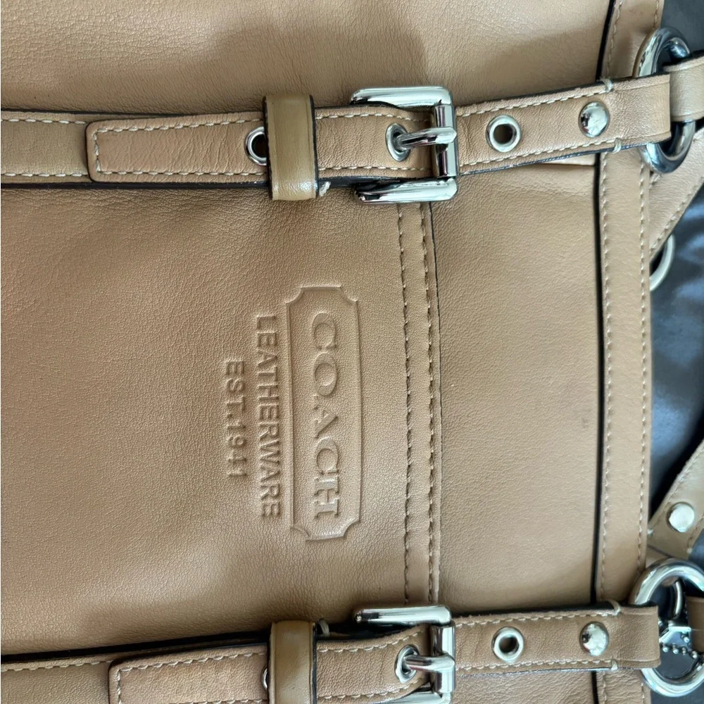 Coach Vintage Gallery Tote Bag Tan Leather Turnlock Large Carryall - Picture 3 of 10